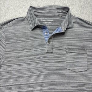 Tommy Bahama Men's Island Zone Polo Shirt Gray Size L Performance Lightweight‎
